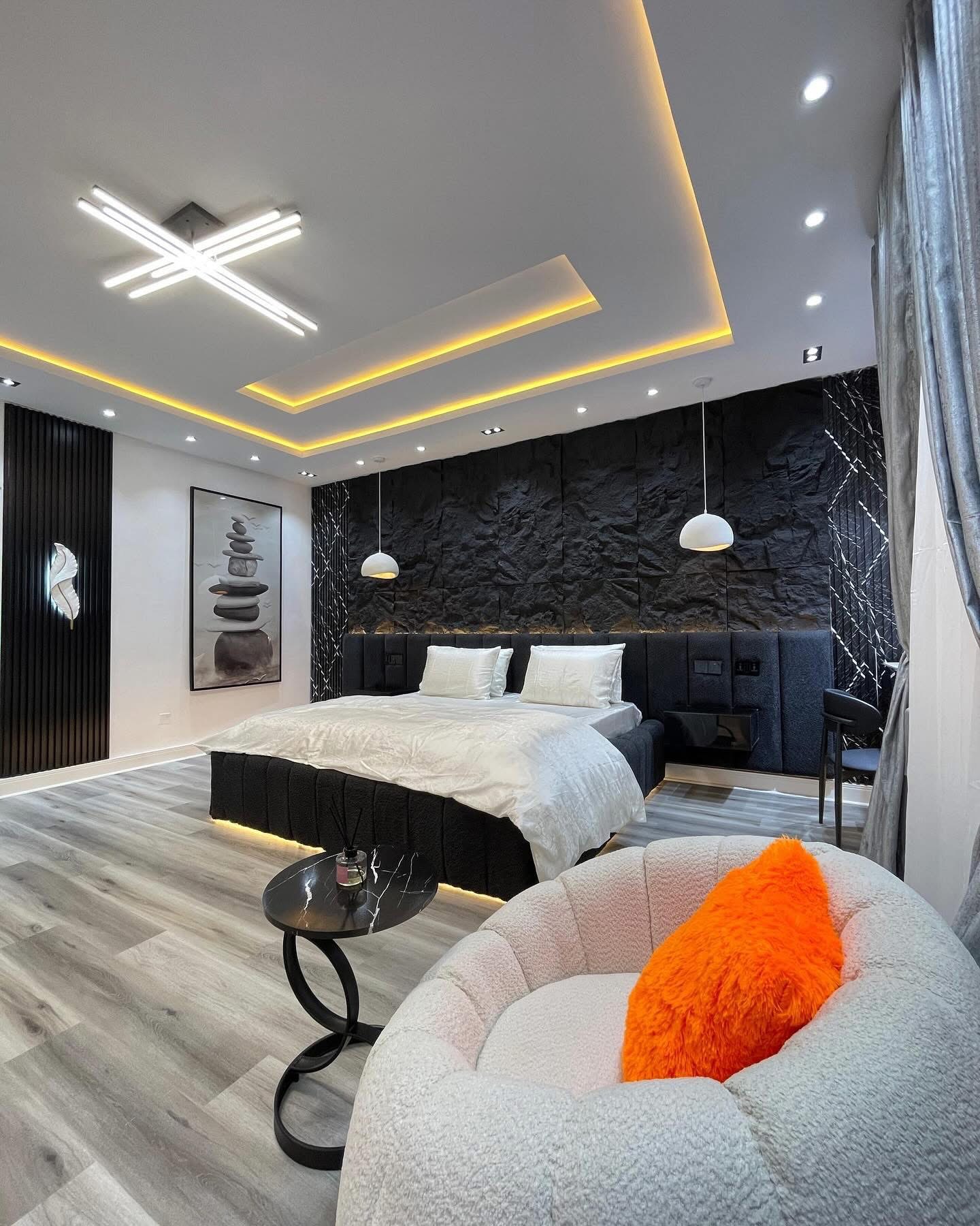 One bedroom with two balconies